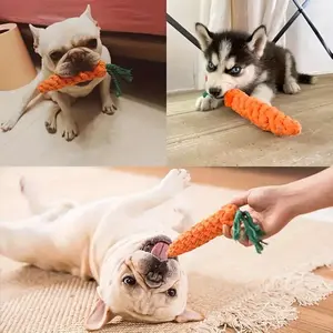 Bite-Resistant Carrot-Shaped Dog Toy with Rope Knot - Durable Interactive Chew Toy for Medium-Sized Dogs, Teeth Cleaning & Tug-of-War Play, Fun Fetch Toy for Aggressive Chewers surprise gift harness Bungee Inflatable Balls Set