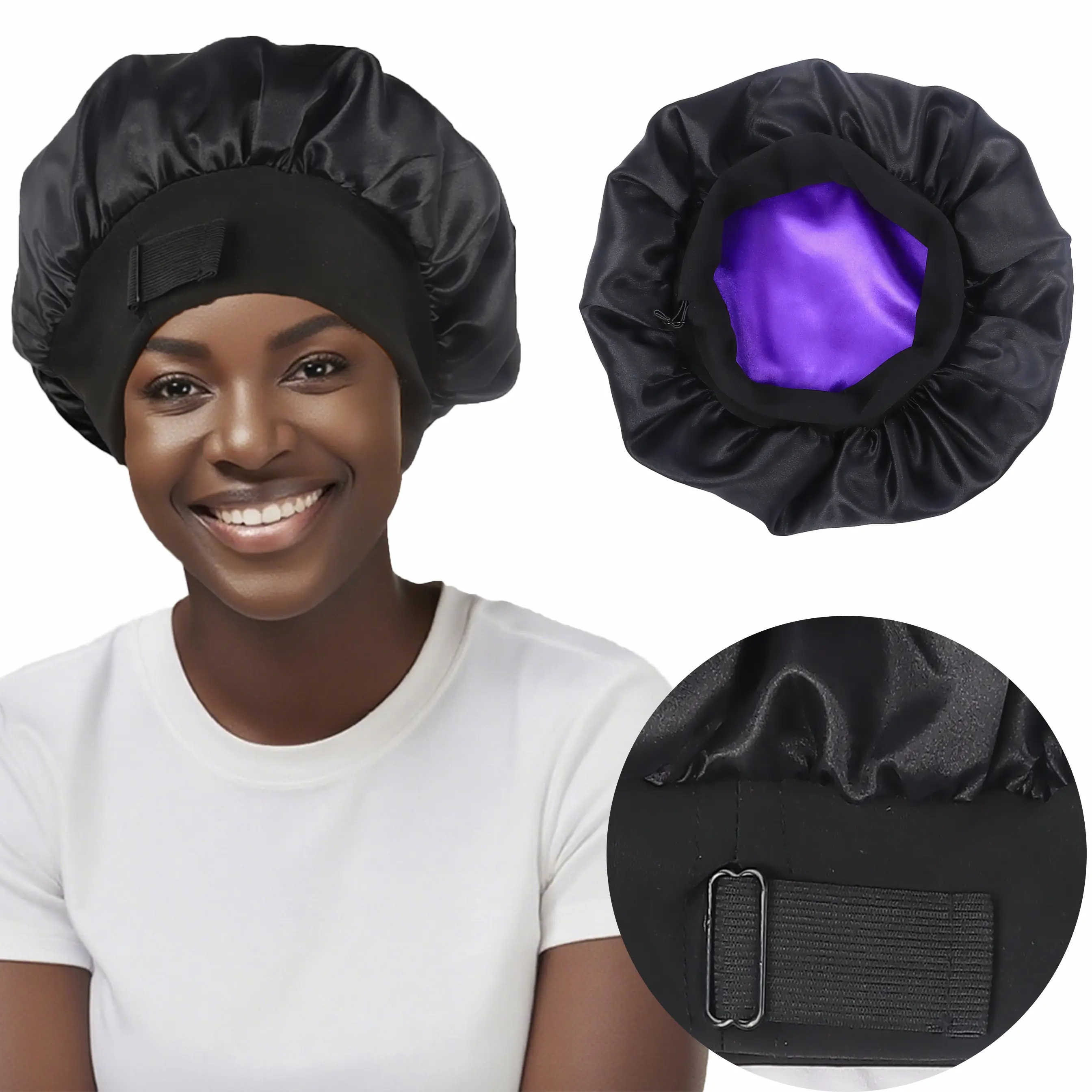 Satin Bonnet Double Layer Silk Bonnet for Sleeping Women and Men Satin Sleep Cap with Adjustable elastic band Satin Lined Bonnet for Natural Curly Hair FallFreshness  Soft Material Beauty Accessory