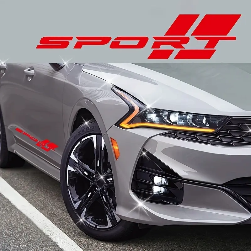 4PCS/SET "SPORT Sports Multi-scene Sticker (Red-silver bold font + device/gear bag fit) Multi-scene Car Decorative Sticker Adds sports eye-catching personality For multi-scene decor fans Car Vehicle Decoration Automotive Decals Car Stickers