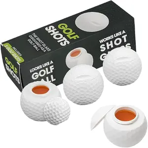 Golf Ball Shot Glasses, Fun Novelty Drinking Cups for Golf Parties, Gifts For Golfers Men, Easy to Clean (White)