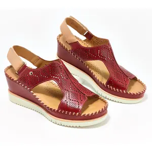 Pikolinos Leather Perforated Wedge Sandals - Aguadulce