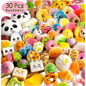 BUDI Upgraded Coluans 30Pcs Kawaii Squishies Random Super Slow Rising Squeeze Fidget Toy Bun Phone Straps Stress Relief Toys for Adults Birthday Favors for Kids Treasure Box Pinata Pretend Play stress  ball fidget  fyp skill  toys worry  stones little  me