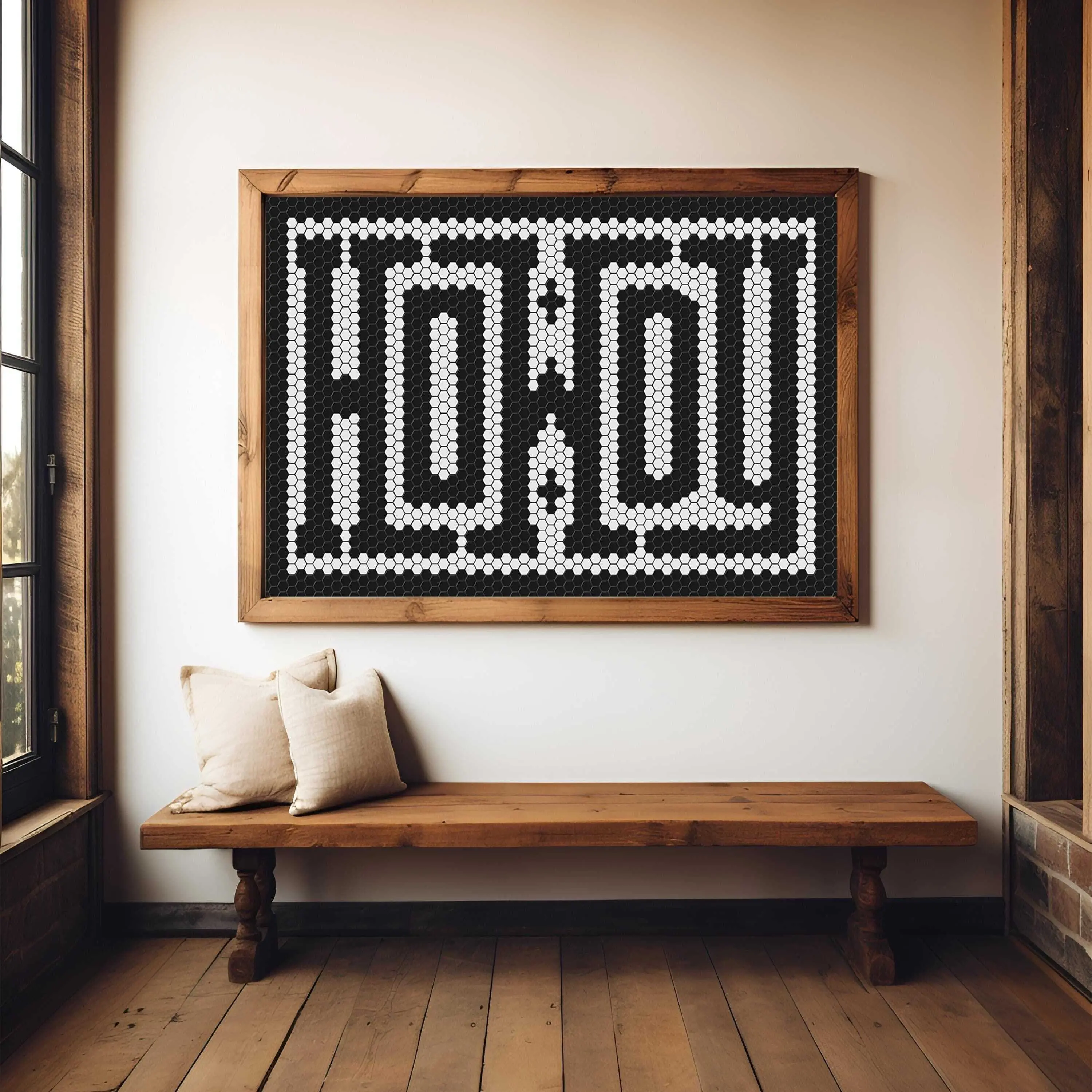 Howdy Typographic Tile Poster, Western Wall Decor, Farmhouse Wall Art, Entryway Sign, Southwestern Cowboy Cowgirl