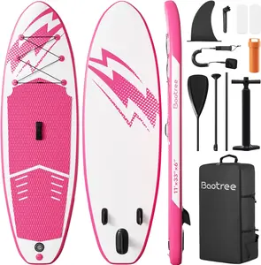 Pink Inflatable Paddle Board with Stable Wing and Durable SUP Accessories, Paddle Board Pump, 20 PSI High Pressure SUP Pump