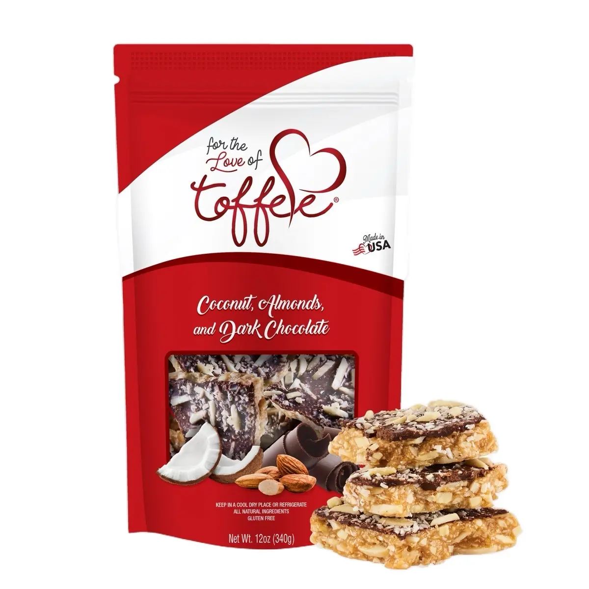For the Love of Toffee Coconut Almonds & Dark Chocolate Toffee