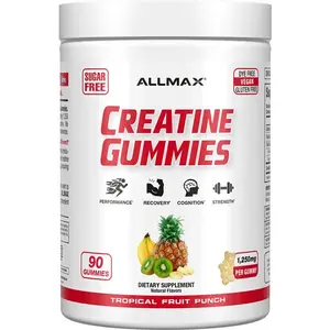 ALLMAX Nutrition Creatine Gummies - Tropical Fruit Punch Flavor - 90 Sugar-Free Gummies - 1250mg Per Serving - Performance Recovery & Cognition Support - Vegan Gluten-Free