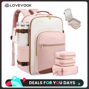 LOVEVOOK Travel Backpack for Women & Men as Personal Item Flight Approved,Large Capacity Carry on Backpack with 3 Packing Cubes and Laptop Compartment,Organized Daypack Stylish Casual Daypack ,Weekender Bag for Hiking,Overnight,DealsForYouDays