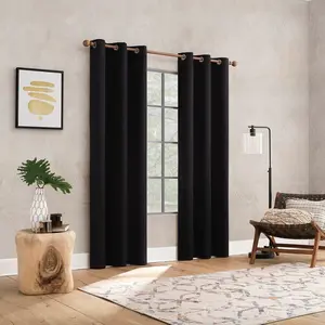 40"x84" Sun Zero Brighton Velvet 100% Blackout Grommet Curtain Panel Black: Modern, Energy Efficient, Noise Reduction, Thermal Insulated
