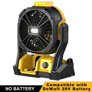 20V Max Cordless Camping Fan, for DeWalt Battery – Portable Jobsite Fan with LED Light, 3-Speed, Hanging Hook & USB Charging | Works with 20V DeWalt (Battery Not Included)