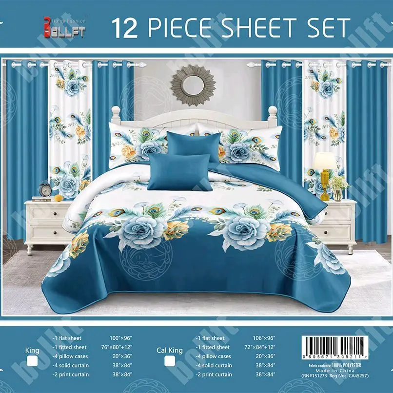 luxury beb sheet set 12pieces curtain soft elegant &comfortable