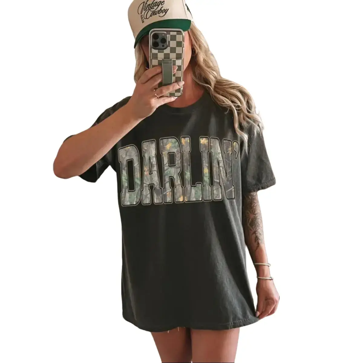 Darlin Camo  Western Unisex T-Shirt Darlin Retro Camo Country Distressed Cowboy Quote, Camouflage Sublimation Design, Western Concert  Southern