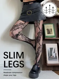 Sweet Cool Floral Mesh Stockings, Hollow Out Slimming Underwear Socks, Sexy Slim Fit, Casual Wear, Boho Style, Fitted Design