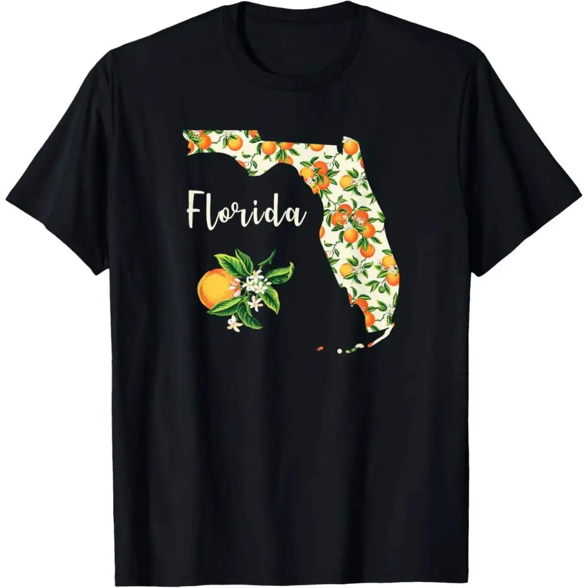 Florida Floral Orange Blossom Handwritten State Inspired T-Shirt