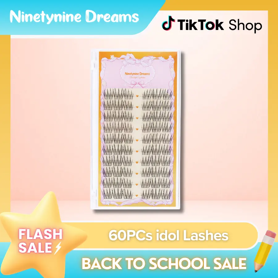 Ninetynine Dreams 60PCs idol Lashes | Natural K-Pop Style False Eyelash Clusters — Soft Lightweight Reusable Ultra-Thin Band Waterproof Long-Lasting 9-13mm C+ Curl Pre-Mapped Beginner Friendly Everyday Lashes For Natural Day-To-Day Makeup
