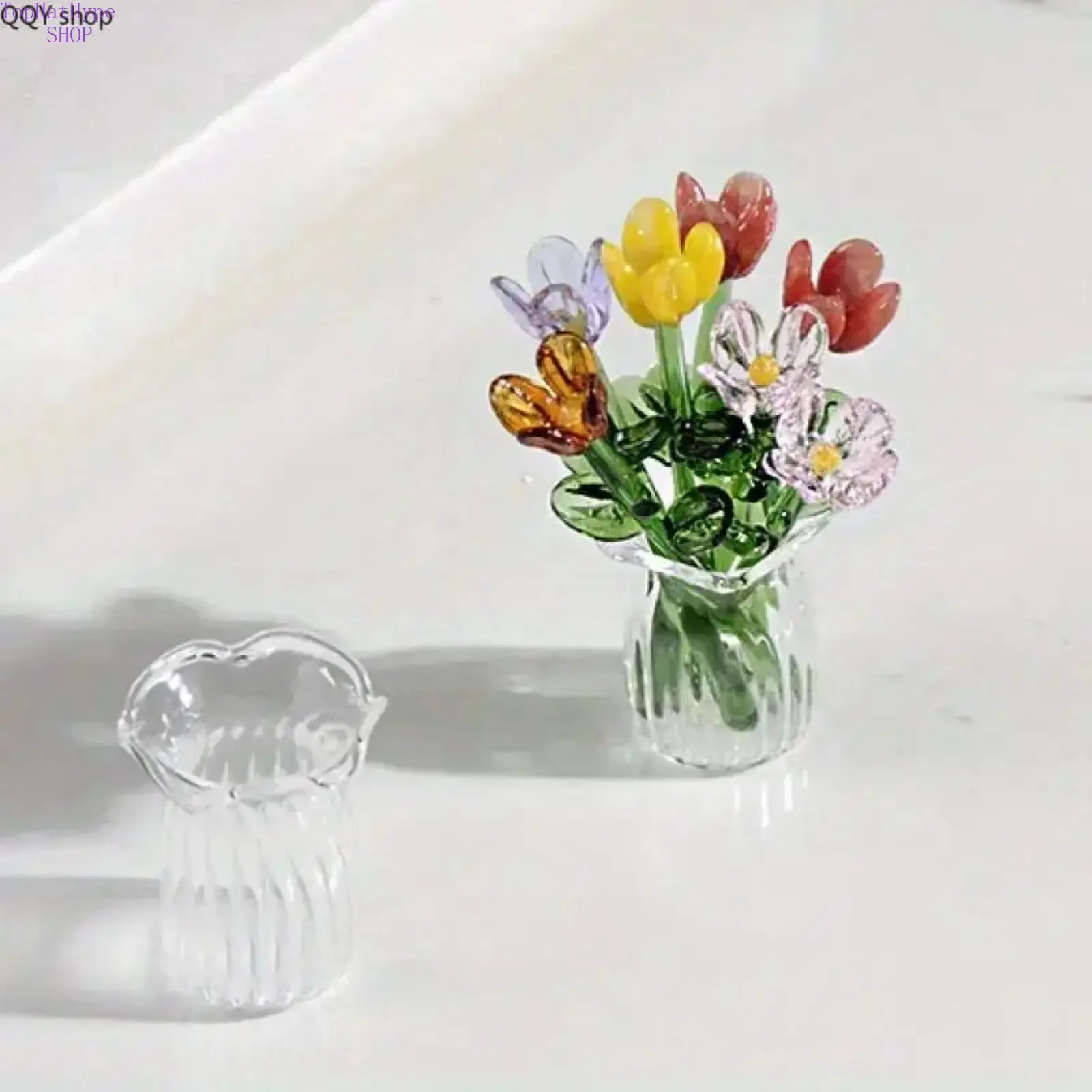Elegant Mini Artificial Flower in Glass Vase, Modern Decorative Single Set for Home & Events, Room and Table Decor, Room Decor, Flowers, Small