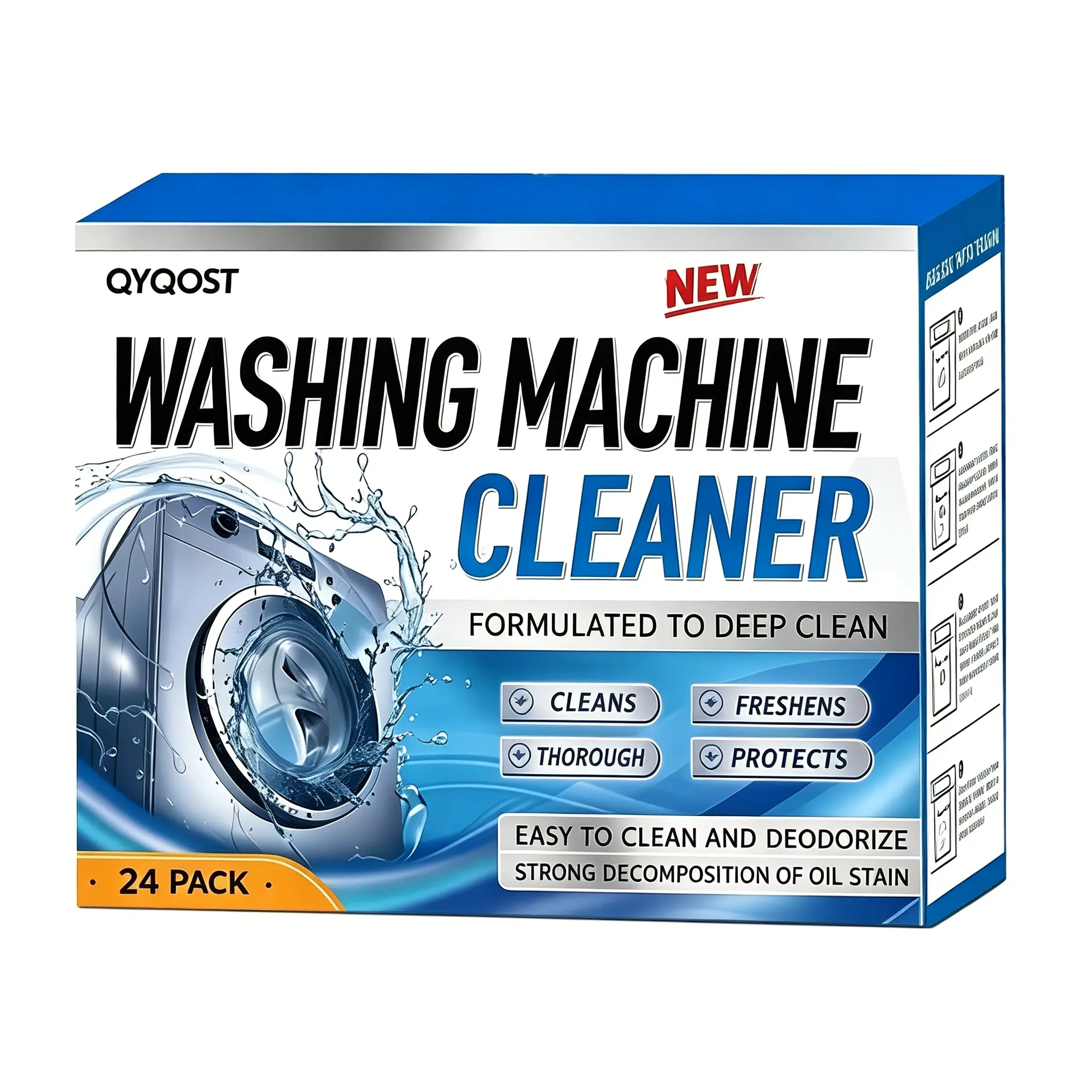 Household Items Washing Machine Cleaner Tablets - 20/24/40 Packs, Deep Clean Washer Descaler, Multi-Purpose Deodorizer for Front Load & Top Load Washers, Removes Limescale, Grime, Odor