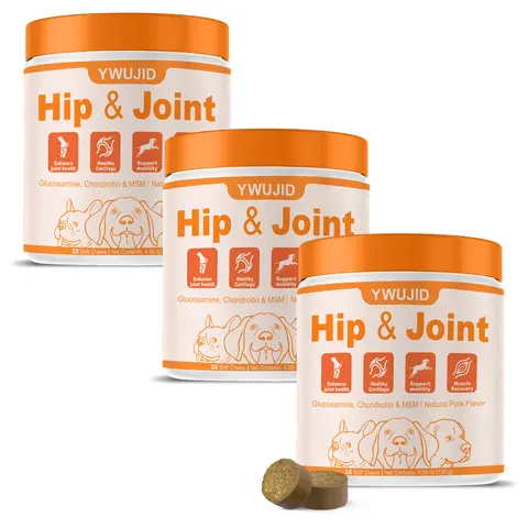 YWUJID Canine Hip & Joint Health Chewable Tablets | Contains Glucosamine, Chondroitin, MSM, and Omega-3 | Supports Pet Joint Health & Mobility | Suitable for Puppies, Adult Dogs, Large Breeds, and Senior Dogs | 32-Count Pack
