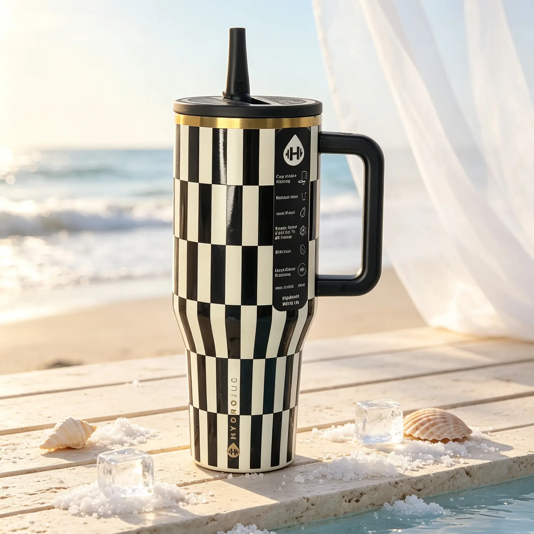 HydroJug 40oz Traveler Stainless Steel Water Bottle with Black Bow Tie Print, Ergonomic Handle, BPA Free for Fitness Outdoor Sports