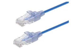 MONOPRICE CAT6A 7FT BLUE PATCH CABLE_ UTP_ 30AWG_ 10G_ PURE BARE COPPER_ SNAGLES