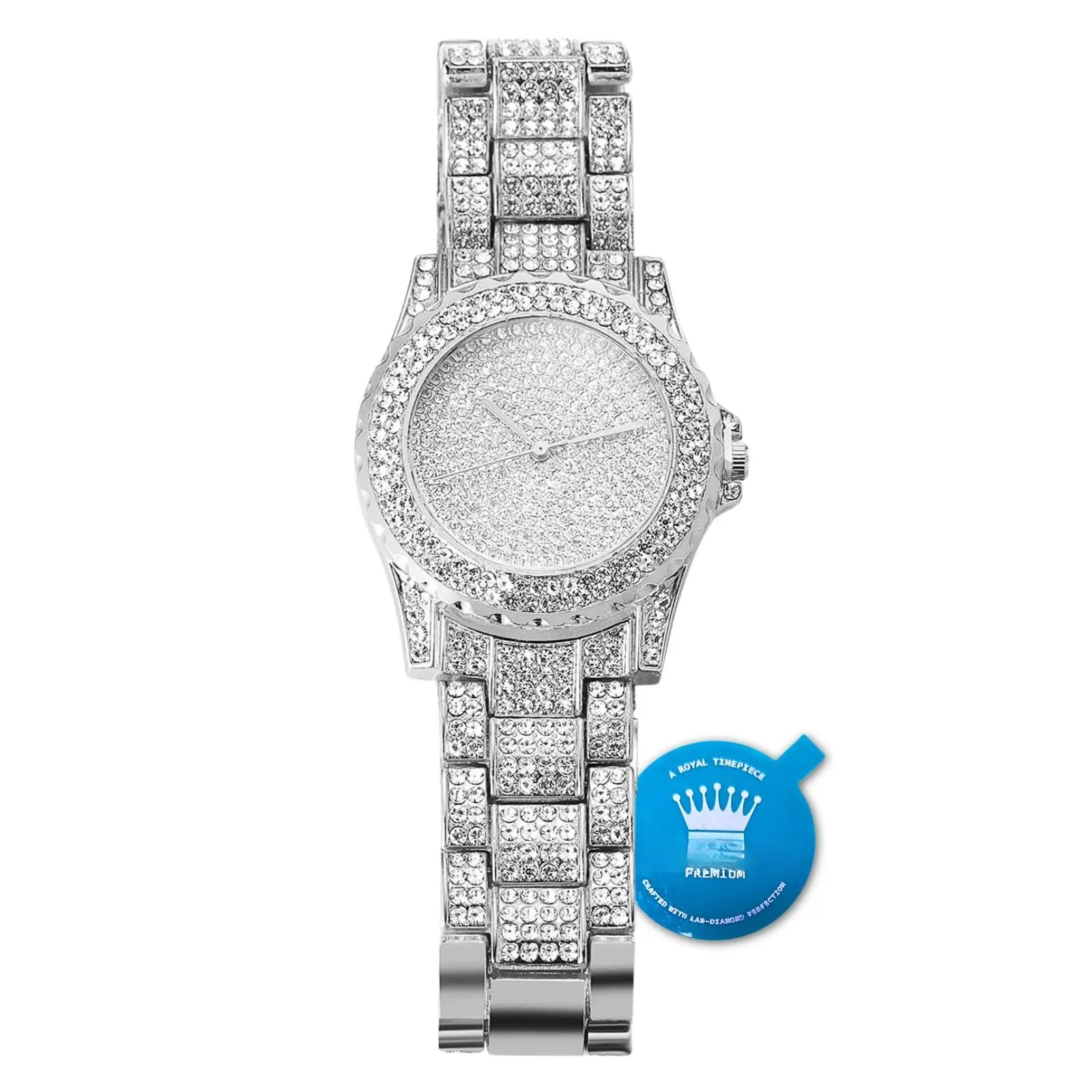Watch For Men - Stargazer Unleash The Opulence With Real Gold/platinum White Plated  9.5in Wristband Cuban Link Chain 8"+18" Handset Full Comes Giftbox