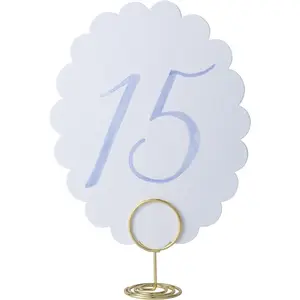 Wedding Table Numbers 1-20 for Wedding Reception with Gold Holders Scalloped Blue