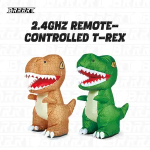BRRRRT 2.4GHz Remote-Controlled Inflatable T-Rex Dinosaur Toy with Sound & Spinning Features Rechargeable for Indoor & Outdoor Play Green & Brown Options Ideal for Boys Girls and Adults