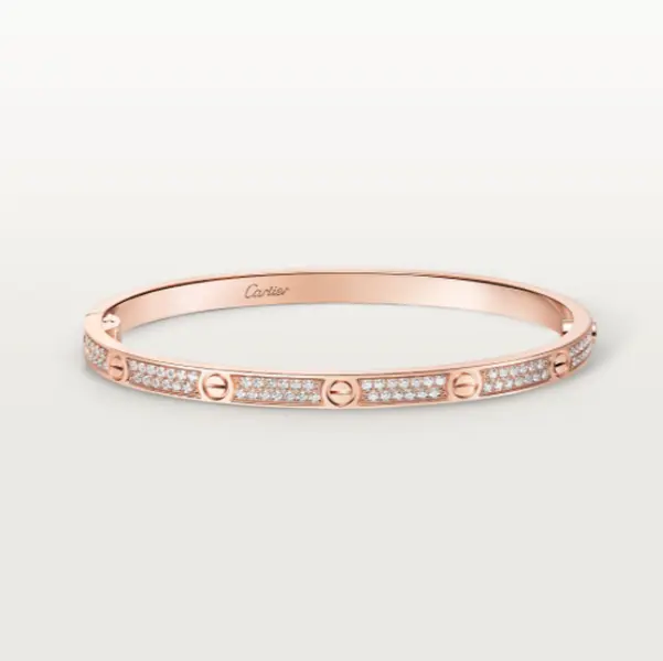 Pre-owned Cartier LOVE Bracelet Small Model, Rose Gold, Dia Paved (All Variations Require Ordering)