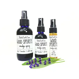 Good Spirits Smudge Spray Glass Bottle with Sage, Lavender, and Catnip