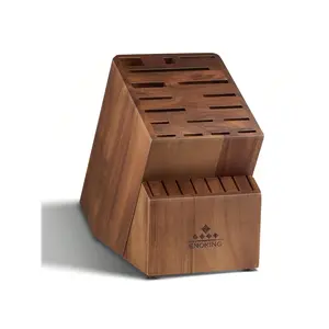 25 Slots Acacia Wood Universal Knife Block, Butcher Block Countertop For Knife Storage Organizer
