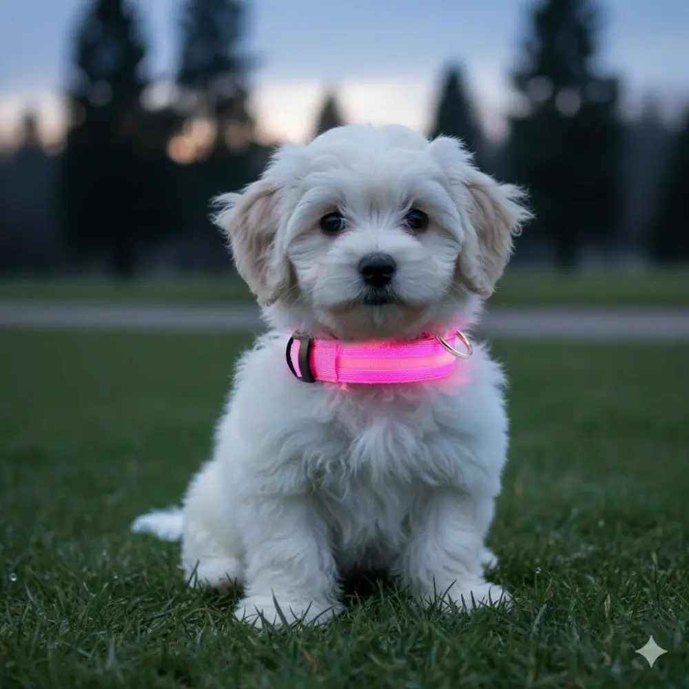 USB Rechargeable Waterproof LED Dog Collar, Reflective Nylon Glow-in-the-Dark Pet Safety Collar with Anti-Escape Clip for Small Medium Dogs Cats Night Walking Camping Outdoor Adventure Gear