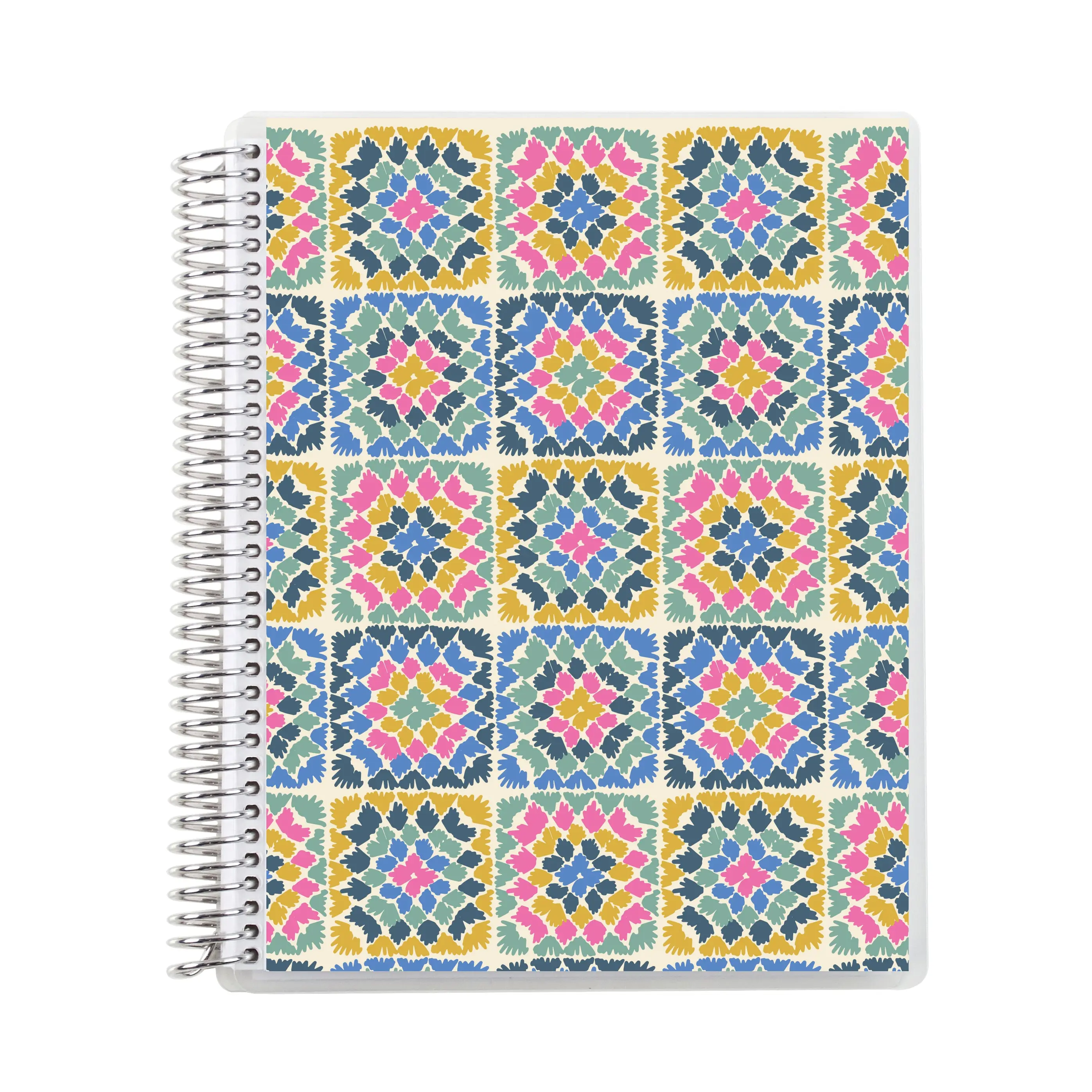 7x9 Crochet Brights Coiled Notebook - lined, platinum coil