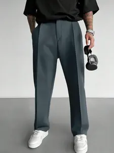 Men's Casual Formal Pants, Office & Home Use, Straight Leg Design, Flat Front, Pockets, Smart Business Suit Pants