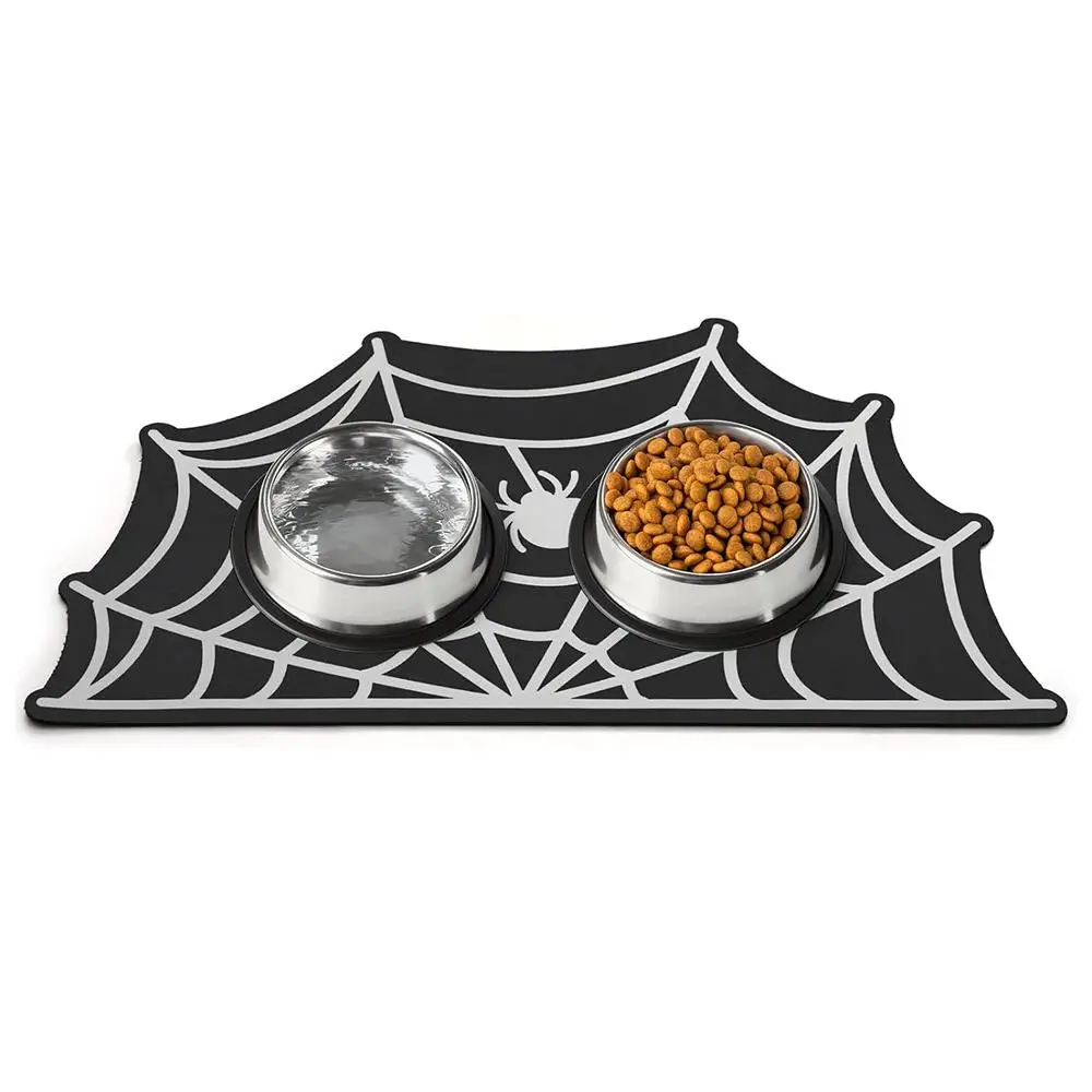 Spider Web Design Pet Feeding Mat for Dogs and Cats, Non-slip Pet Feeding Bowl Mat, Pets Feeding Supplies for Kitten & Puppy, Dog & Cat Accessories