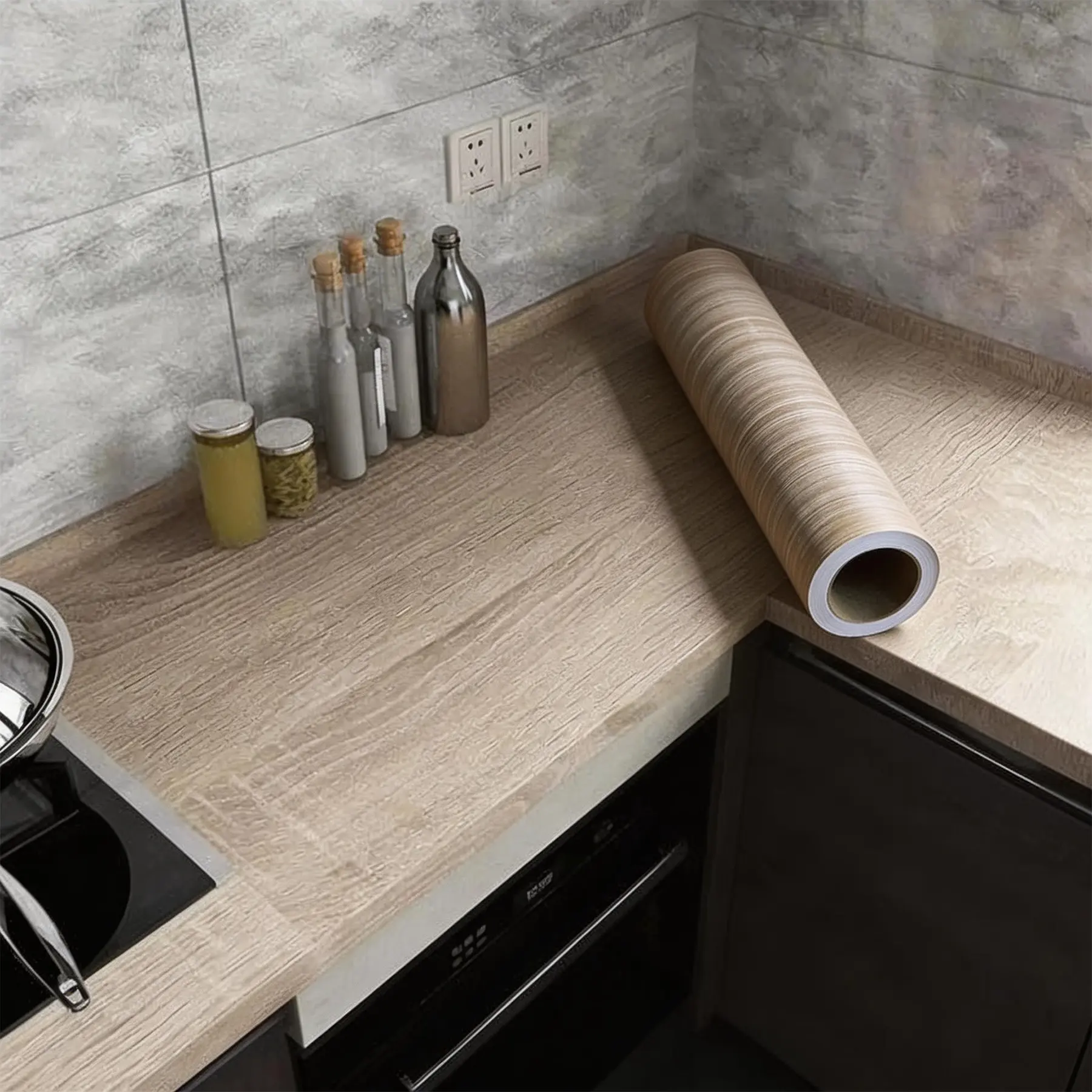 Wood Grain Pattern Peel and Stick Wallpaper, DIY Wallpapers, Bathroom Peel and Stick Wallpaper, Waterproof Wallpaper For Bathroom, PVC Waterproof Self-Adhesive, Interior Walls, Stick On Wallpaper