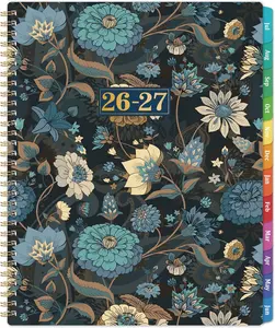 2026-2027 Weekly and Monthly Notebook Planner Calendar (Jul. 2026 - Dec. 2027) with 12 Colorful Monthly Tabs, 8.5"x11" Inner Pocket, Twin-Wire Binding, Office Stationery Accessory