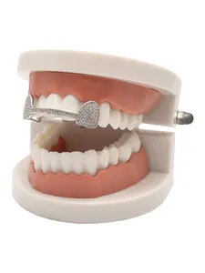 Hiphop Single Bar Teeth Set, Tooth Gems, Streetwear Accessory, Universal Size, Includes Toothbrush, Rapper Versatile Jewelry