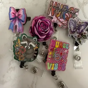 Non-Beaded Badge Reels with Cute Designs for Nurses and Floral Patterns