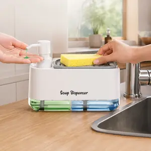 Multi-Functional Soap Dispenser, Hand Wash & Soap Combo, Modern Minimalist Design, No Installation, Suitable for Kitchen & Bathroom