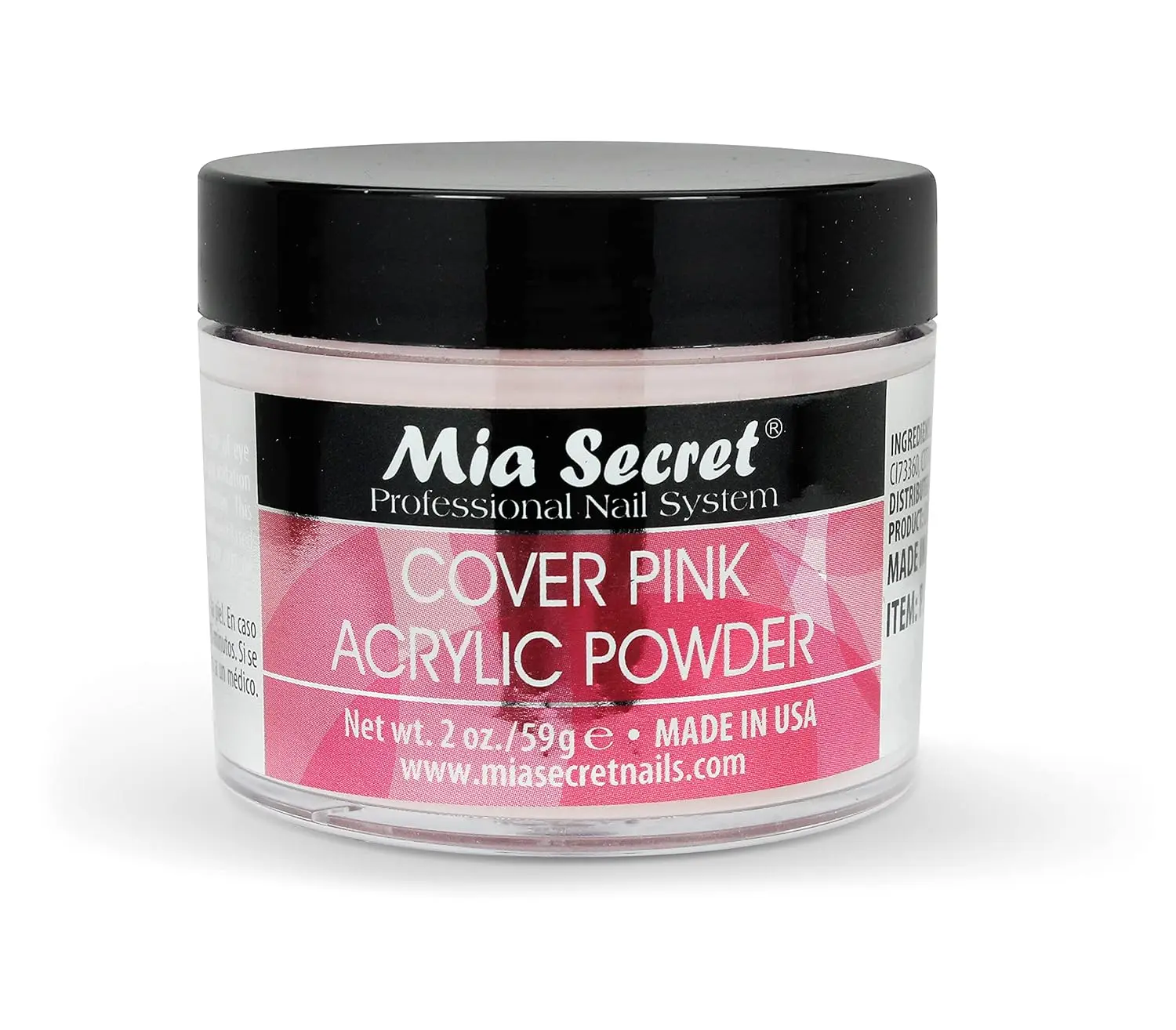 Mia Secret Cover Pink Acrylic Nail Art Powder - 2oz Nail Care Tools, Easy-to-Use Professional System, Made in USA, Nail Art Supplies