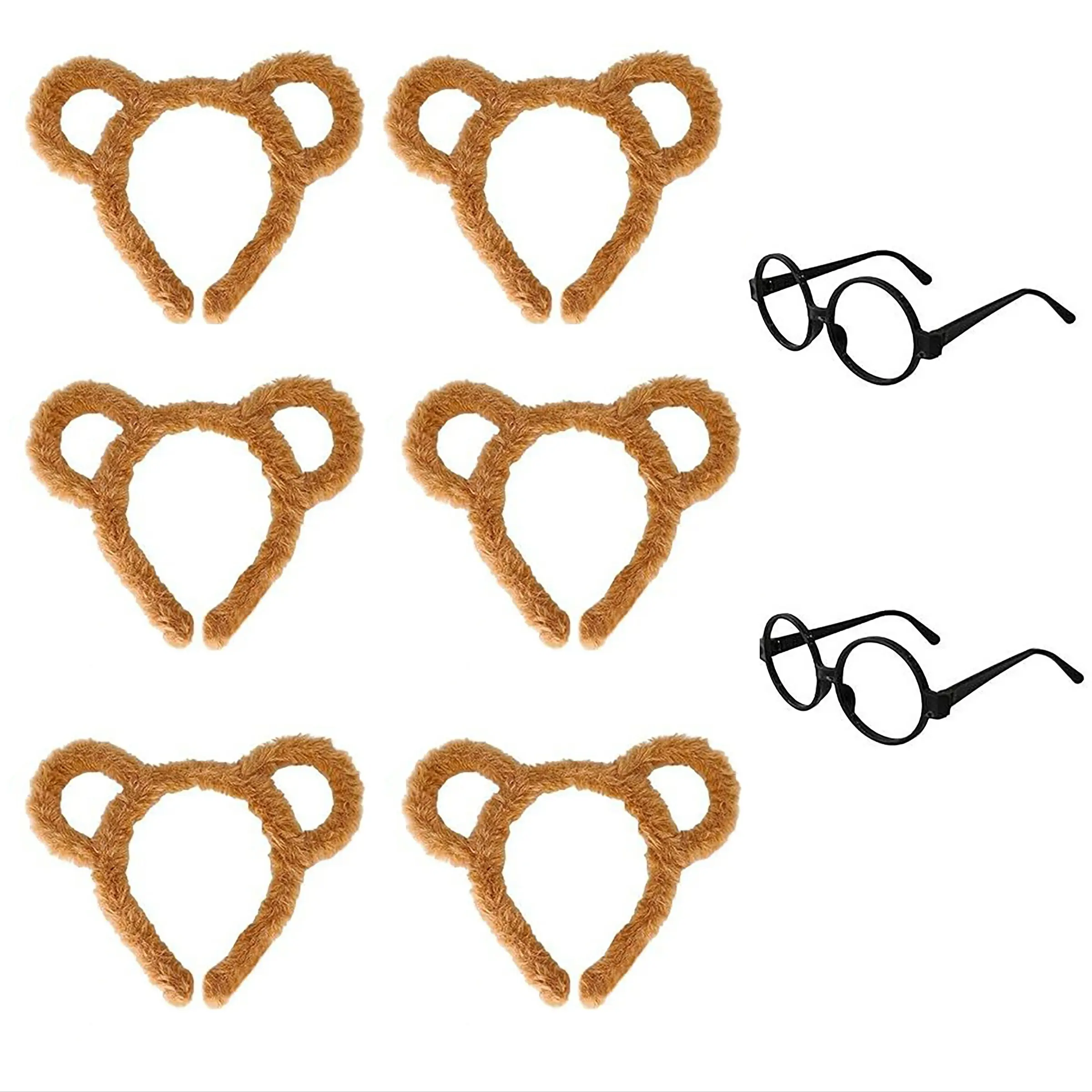 Animal Chipmunk Costume Set with Ears Headband,Round Glasses, Halloween Accessories,School,Funny Party Dress Up Outfit, Party Supplies, Party Props