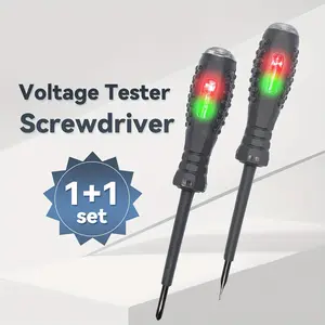 2pcs Electrician Multifunctional High Torque Colorful Light Screwdriver Magnetic Suction Head Electric Pen Test Zero Wire Fire Wire Slotted Head Phillips Head