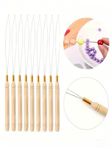 10-Pack Dirty Braids Needle Threader, Natural Wood Handle, Durable Steel Wire, Hair Styling Tool, Hair Braiding Tool for Salons, Professional Use, Hair Tools