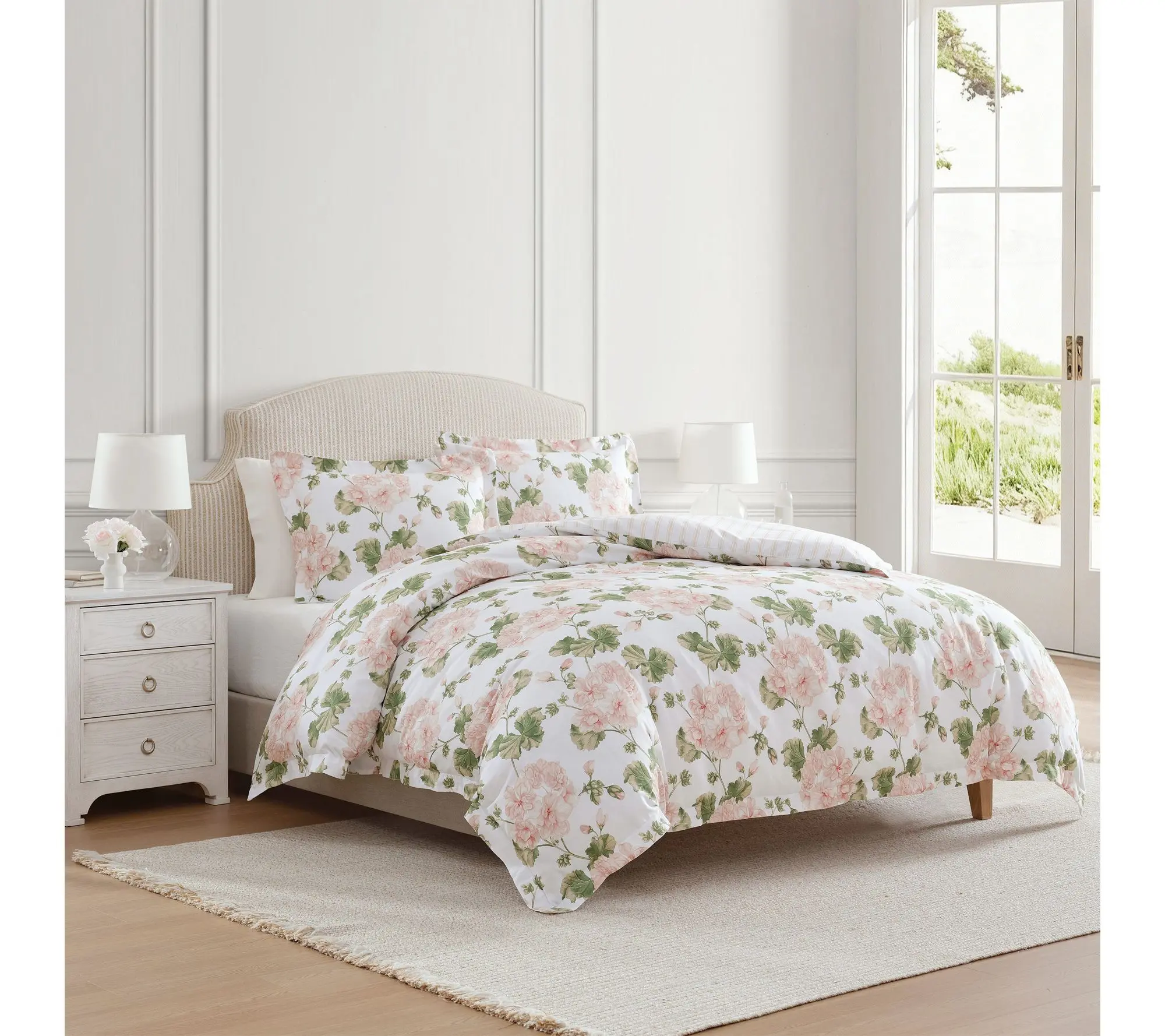 Martha Stewart Geranium Bloom Pink Cotton KingComforter Set
