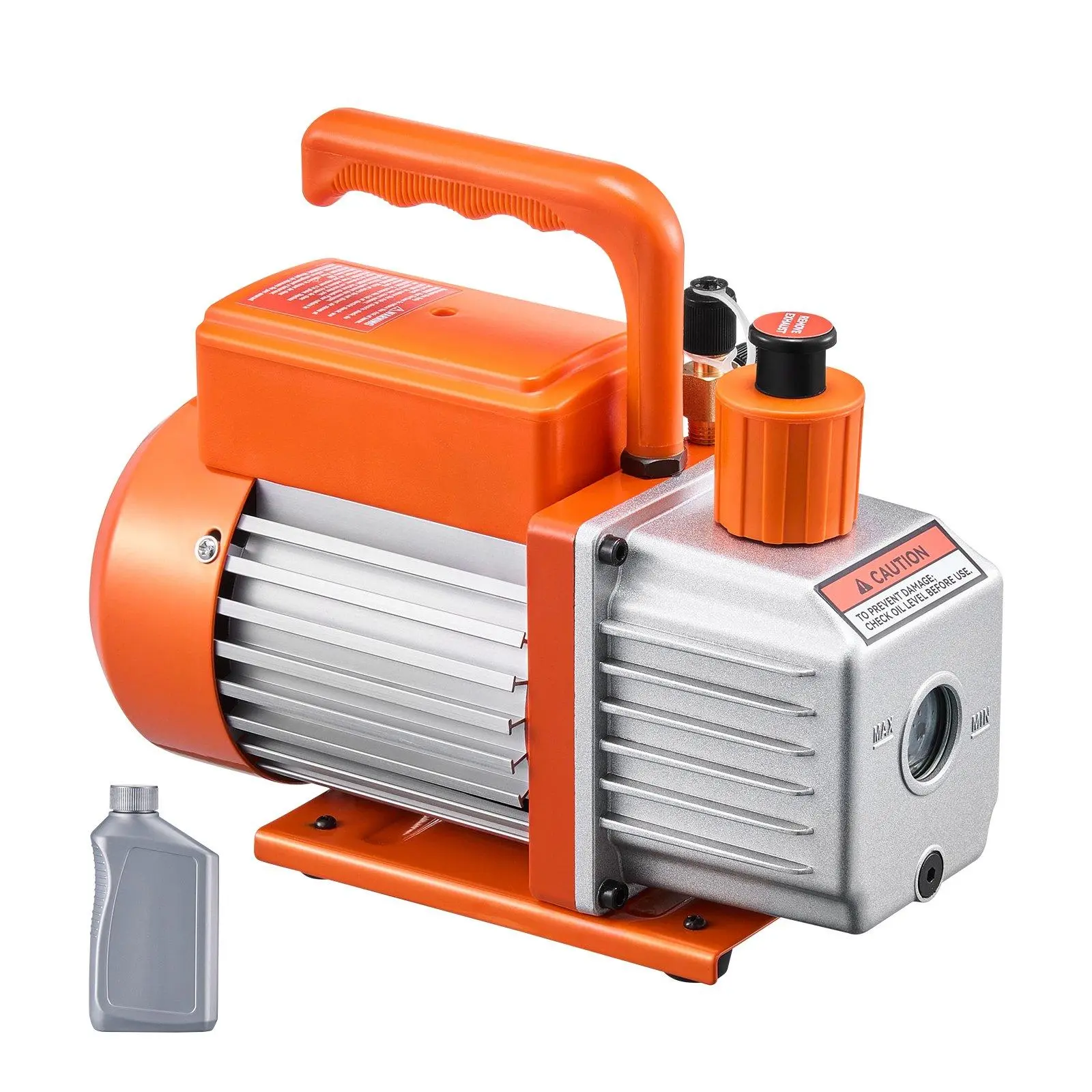 【summerfinds】5 CFM Single Stage Rotary Vane Vacuum Pump with Cooling Fan, Pure Copper Components, SAE Ports, Included Oil & Oil Bottle for HVAC System Cleaning (Father's Day Gift Option)