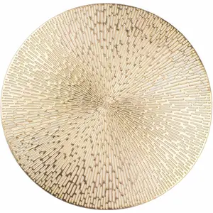Round Placemats Gold Metallic Set of 6 Vinyl Hollow Placemats 15 Inch, Washable Easy Clean Wipeable Non Slip Stain Heat Resistant Dining Table Place Mats for Wedding Party Decoration