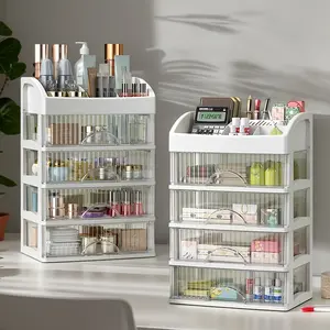 Delicate girls must have transparent makeup storage box, lipstick at a glance, luxury desktop organizer, full storage of facial masks and skin care products, and fashionable bathroom