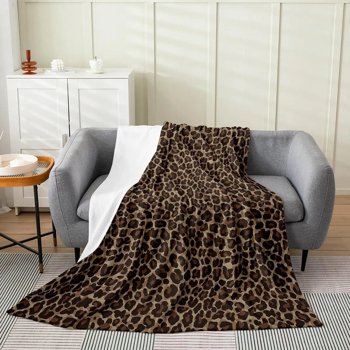 Feelyou Cheetah Print Throw Blanket - Digital Print Wildlife Motif Polyester Fleece with Soft Texture, Multi-Size Rustic Flannel for Bedroom Sofa Couch, Animal Print, Home/Office/Car
