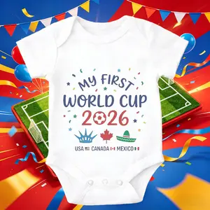 Soccer Fest 2026 Print Baby Bodysuit 100% Pure Cotton Non-Irritating Snap Closure Breathable Stretchy Perfect For Gifting & Everyday