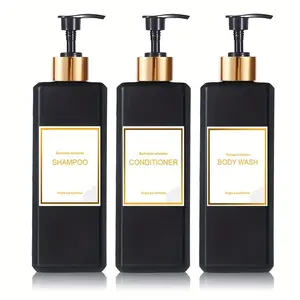 500ml Bathroom Soap Dispenser, Shampoo Conditioner Dispenser with Label, 3 counts/set Empty Refillable Lotion Dispensing Pump Bottle, Everything Shower Products, Summer for Gift