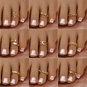 FASHION - Adjustable Toe Rings for Women Summer Beach Open Toe Rings Set Flower Arrow Tail Pinky Band Rings Barefoot Foot Jewelry